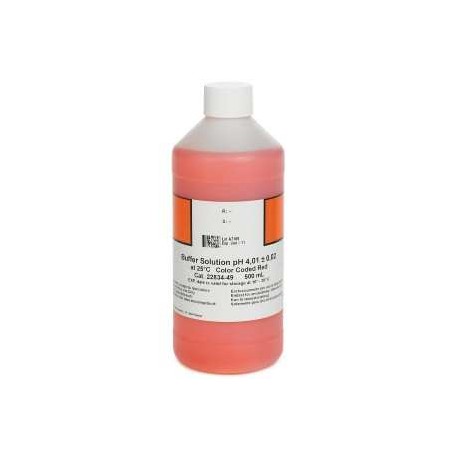 Solucion de pH 4, hach, 500ml, color rojo